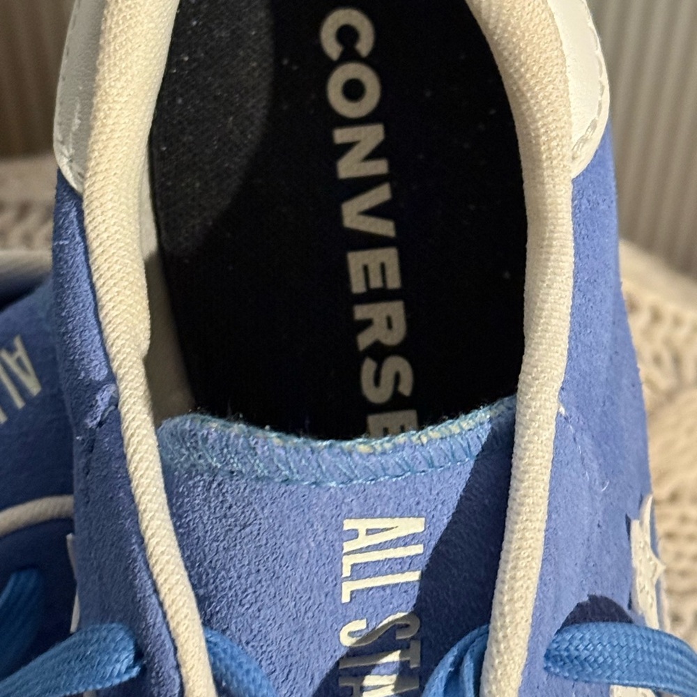 Converse All Star Super Low Blue Suede Sneakers with White Star - Picture 5 of 6